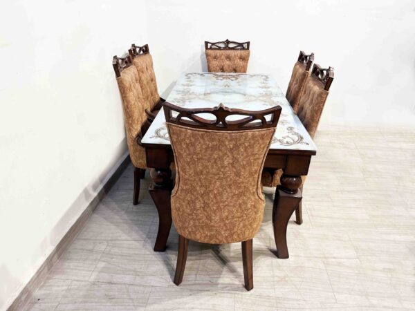 Cinader 6 Seater Dinning Set with Printed glass - Image 3