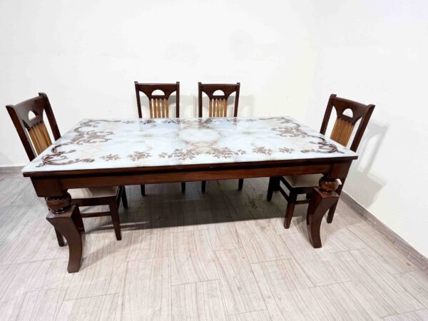 Sharon 6 Seater Dinning Set with Printed glass - Image 2