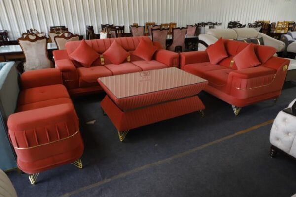 Red velvet 8 seater sofa - Image 2