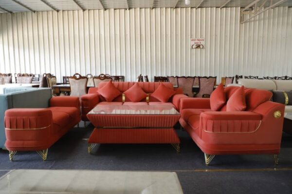 Red velvet 8 seater sofa - Image 4