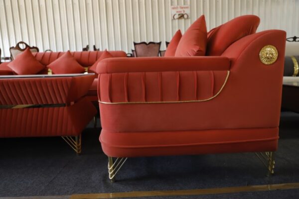 Red velvet 8 seater sofa - Image 5